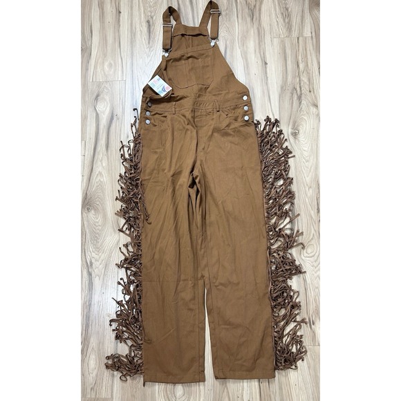 Finder Cube Western Tassel Overalls Fringed Mens M Brown NEW $127 Festival Rodeo